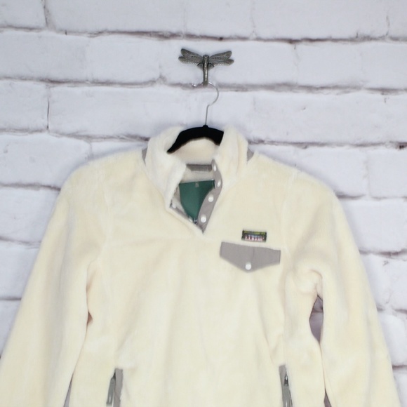 NEW LL Bean High Pile Fleece T Snap Pullover Cream - Picture 2 of 8